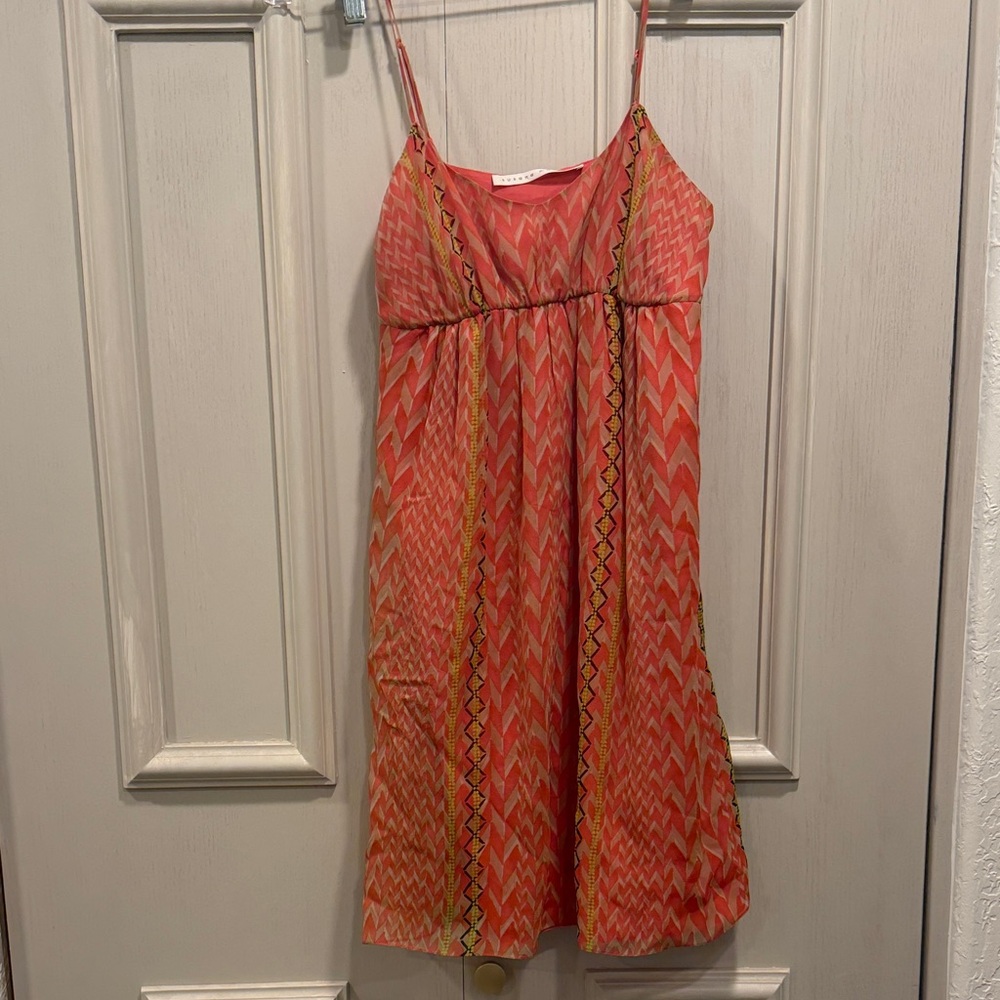 Coral Patterned Spaghetti-Strap Dress
